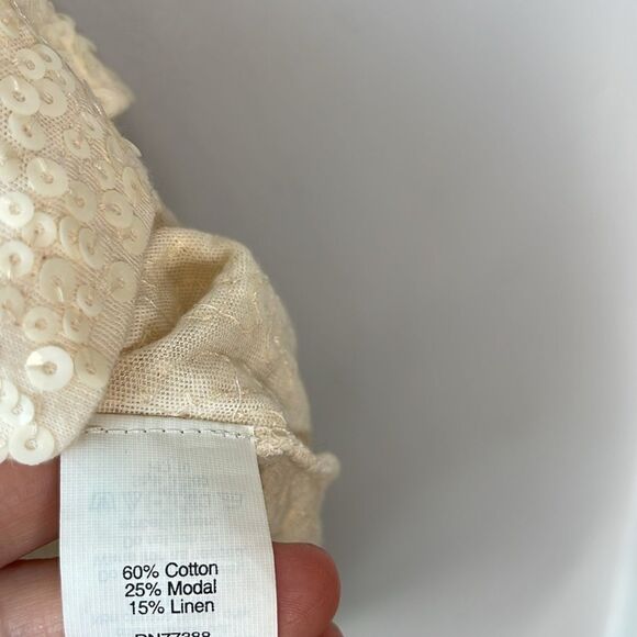J. Crew Sequin & Terrycloth Linen Cotton Blend Tank Top Cream - Picture 6 of 8